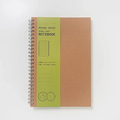 Spiral Kraft Notebook, 160 pages 80 sheets, eco-friendly paper, Spiral Notebook, Kraft Spiral Journal, Sizing Medium A5-5.5 x 8.3 in, Lined spacing