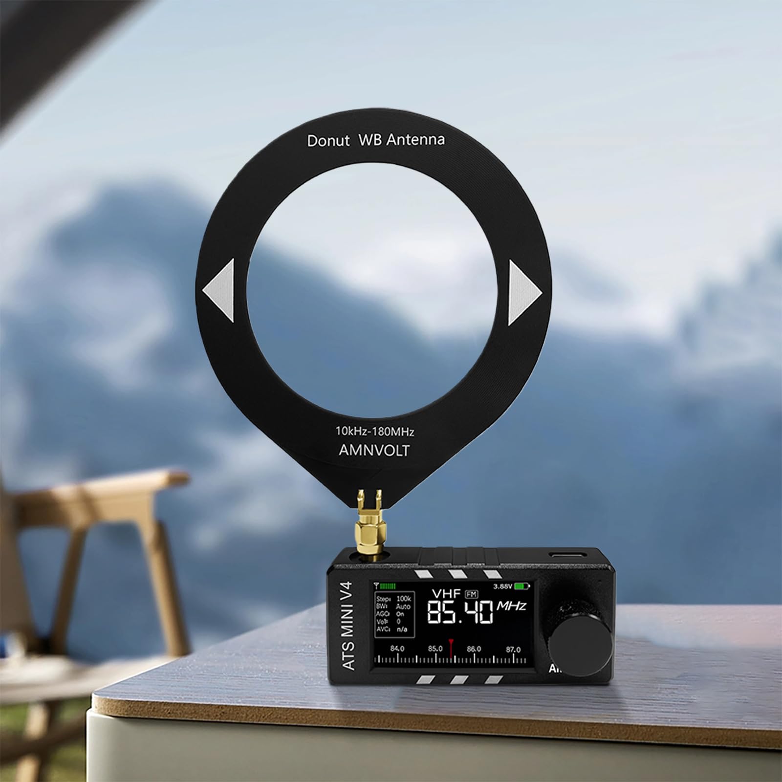 Radiobudzik AMNVOLT V4 ATS MINI ze wzmacniaczem słuchawkowym, pełnozakresowym radiem DSP, kolorowym wyświetlaczem IPS 1,9 cala, tranzystorowym radiem kieszonkowym USB LSB do pieszych wędrówek,