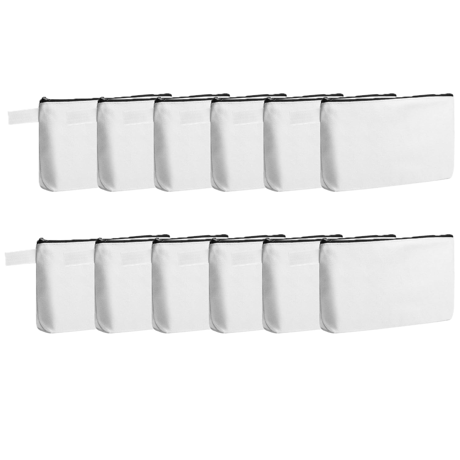 JinavotyCanvas 12 Pack Multipurpose Makeup Bags Pencil Case Zipper Pouch for Craft (Beige), 25 x 14 x 4,5 cm