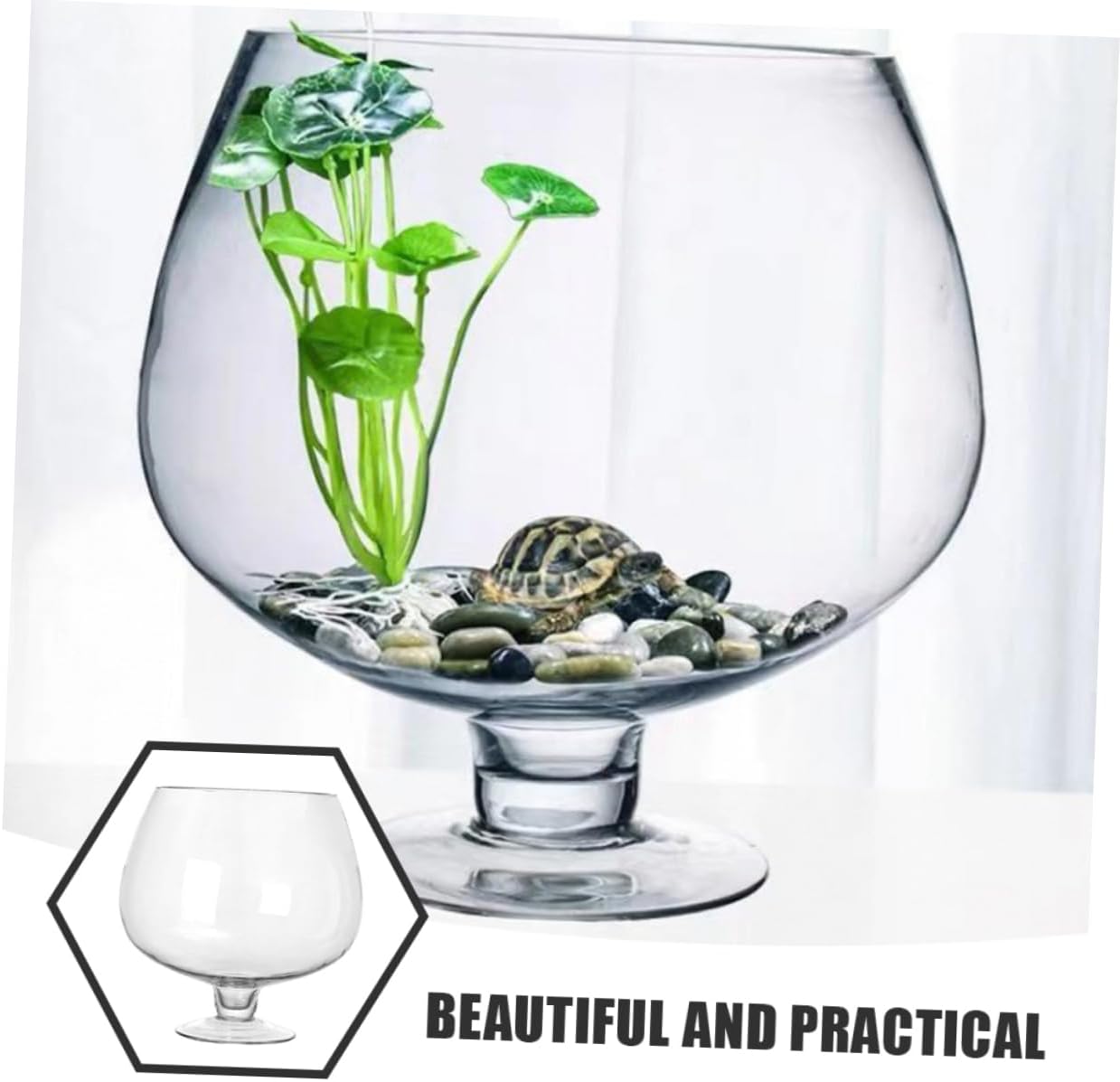 LIFKOME Multi-Function Transparent Betta Fish Tank Decorative Desktop Aquarium for Plants and for Home Office and Garden Approx Capacity