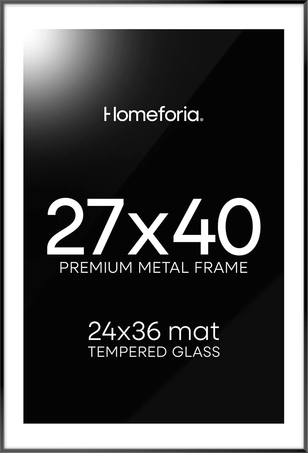 Homeforia 27x40 inch Poster Frame Black, High End Metal 27 x 40 Large Movie Picture Frames with Mat 24 by 36 in Photo, 27x40 Thin Frame Matted to 24x36, 40x27 Frame, Tempered Glass, Wall Kit, Set of 1 27x40 Black