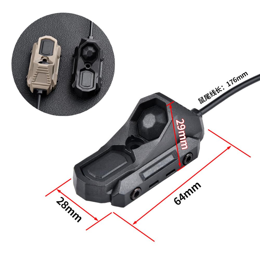 okyass Tactical Modular Wire Dual Button Remote Activation Pressure Switch for M600/M300 Series Scout Flashlight and Light (Crane Laser Plug, Black)