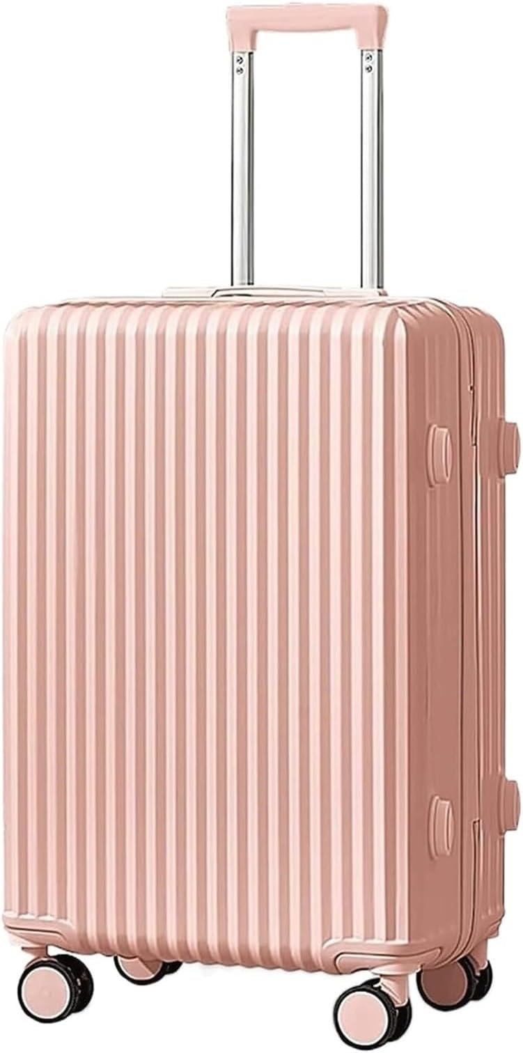 スーツケース ホイールのウェットとドライの分離ポケット軽量荷物が付いている ABS ハードシェルのスーツケース 旅行用スーツケース(Pink,24 inch)
