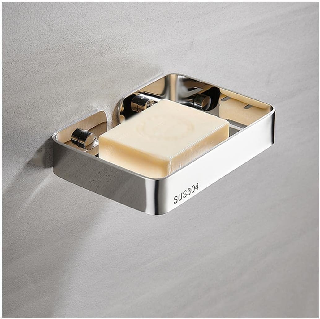 Jaboneras, jaboneras Jaboneras de Acero Inoxidable montadas en la Pared Bandeja de jabón Resistente Caja de jabón for baño Ducha Cocina Encimera Accesorios de baño Plateados (Color : A)