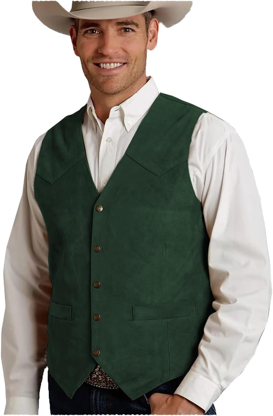 Gilet Costume Cuir Gilet Cowboy En Daim Vintage Style Western