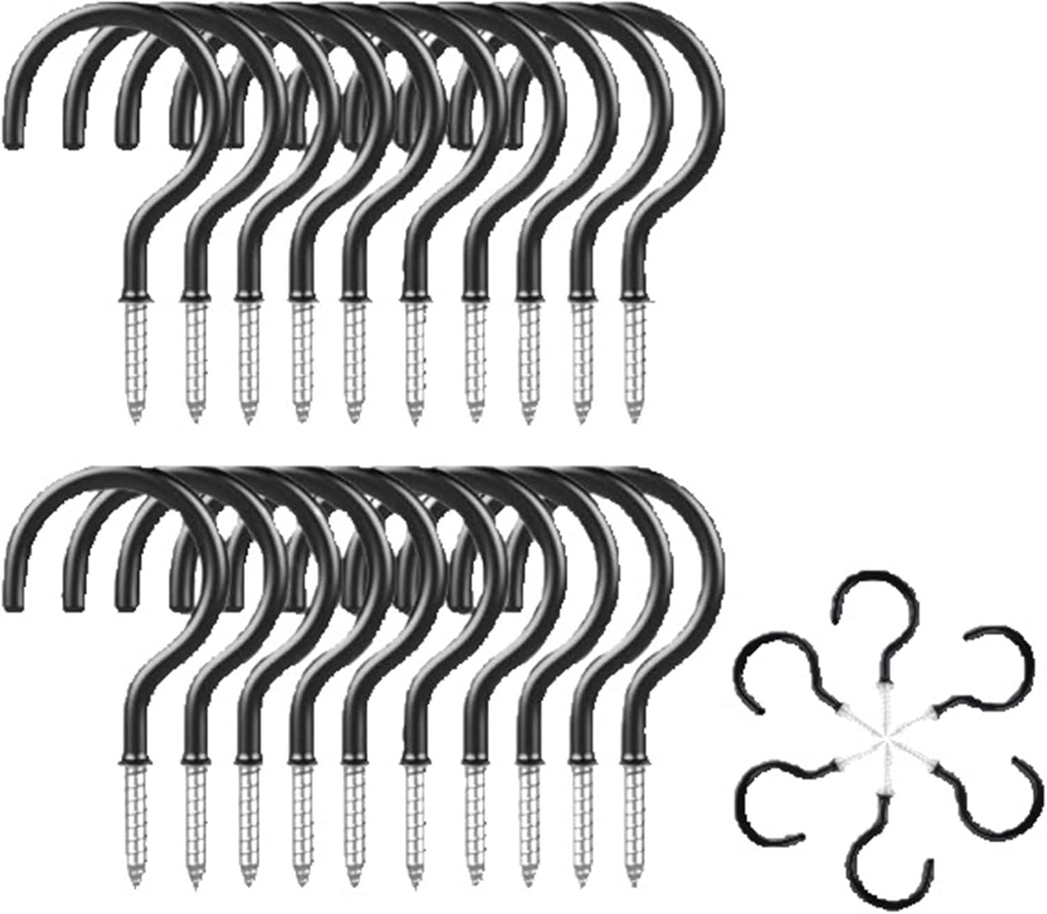 Screw Hooks 30Pcs 1/4 Inch Vinyl Coated Screw Hooks Hanging Plants, Baskets, Wall & Garage Black for Hanging