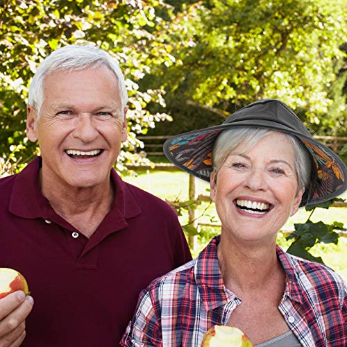 Amosfun Chapéu de sol preto para uso ao ar livre dobrável com proteção solar e aba larga chapéu de s