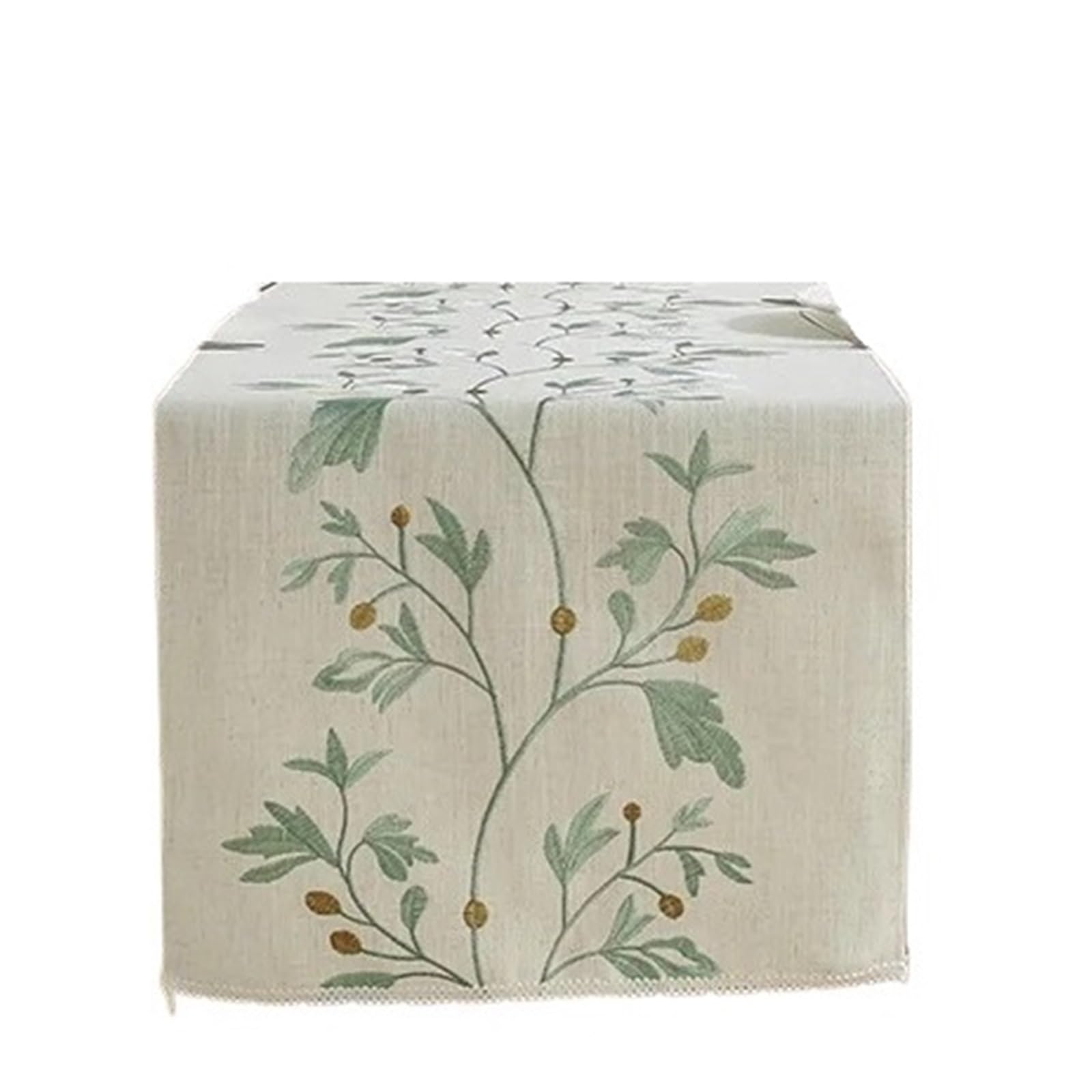 CGUOHU Table Runner 2pcs Embroidered Cotton Linen Table Runner Tablecloth Tassel For Home Dinning Table Coffee Table Mat Wedding Decorations For Home Party(Green,33X300cm)