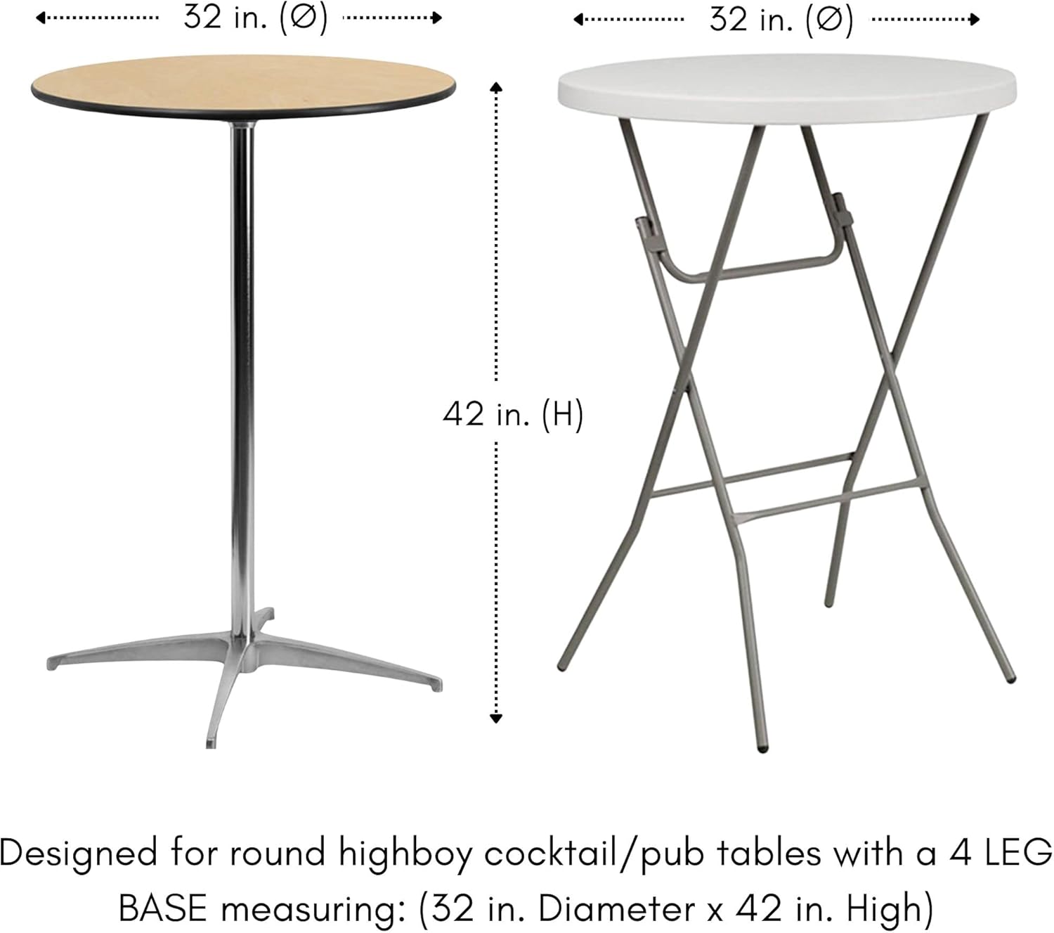 YOUR CHAIR COVERS - 32" D x 42" H Highboy Cocktail Round Stretch Spandex Table Cover - Red, Fitted Elastic Tablecloth for Round Tables, Outdoor Party DJ Tradeshow Banquet Vendor Wedding