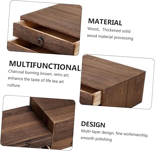 Miniatura 6 de Cabilock - Caja de almacenamiento de té de madera rústica para cocina, encimera, joyero, armario de dos capas