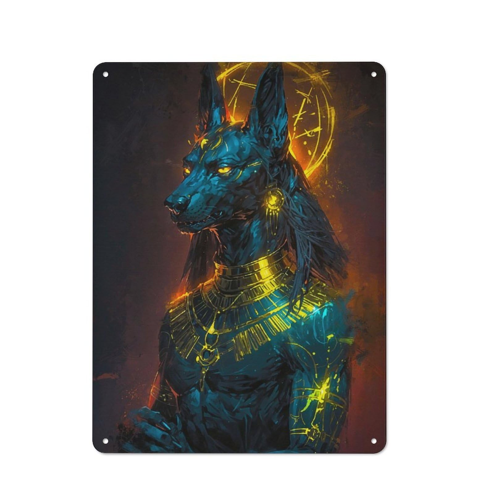 Junmoney Anubis Radiant In Majesty For Garden Room Or Summerhouse, Rustic Tin Sign 40X30cm, Tin Sign Wall Decor For Garden Rooms And Summerhouses