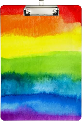 Portapapeles acrílico LGBT Gay Pride Rainbow A4, tamaño carta, tamaño carta, clip de perfil bajo de metal plateado para oficina, escuela, niños y