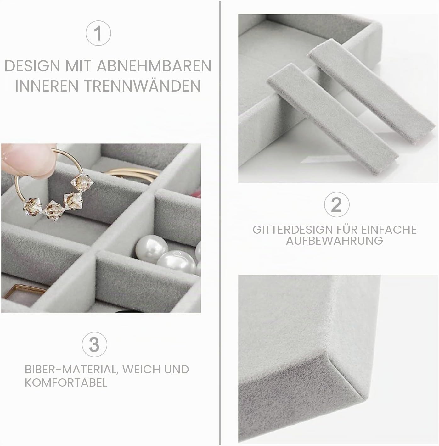 Sightday 5 Schubladen Ohrring Aufbewahrungs Schmuckkästchen,Acryl+Samt Schmuckaufbewahrung Schublade,Aufnehmbare Tabletts Jewelry Organizer für Schmuck Aufbewahrung,Halsketten,Ringe,Ohrringe(Beige)