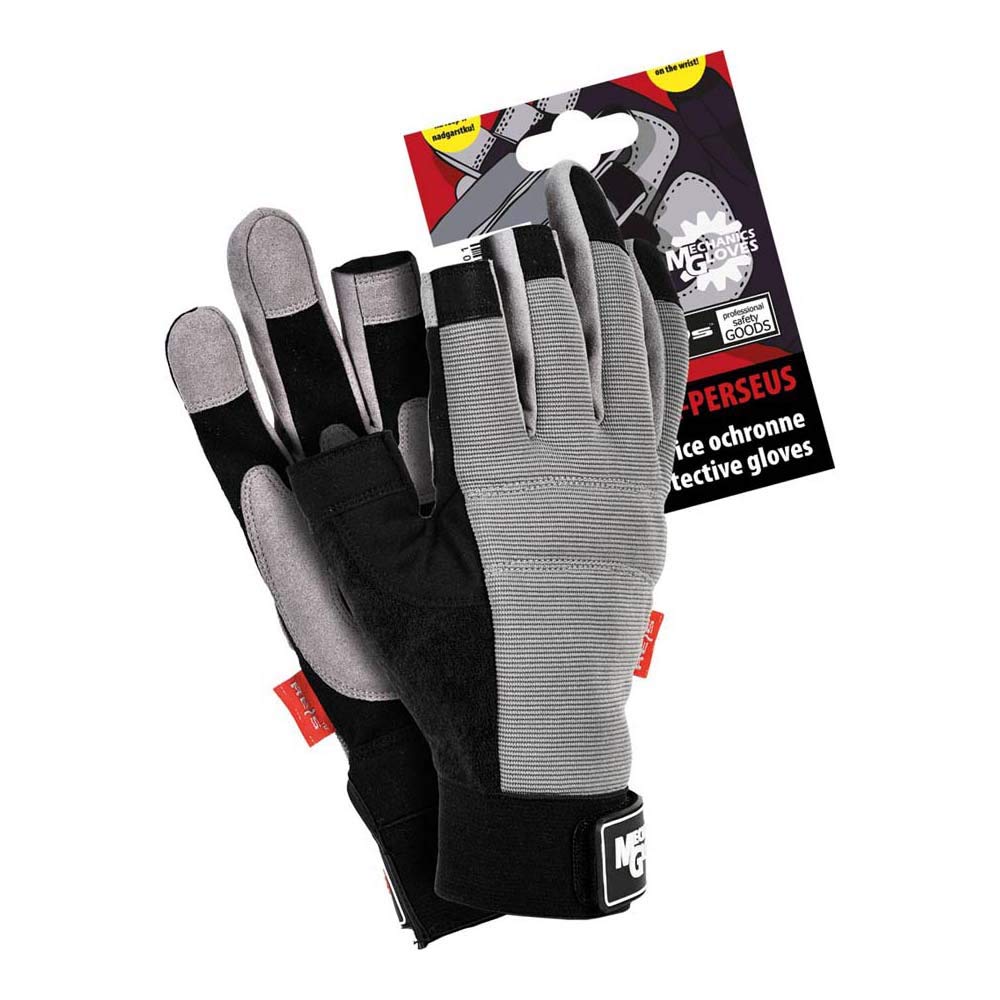 Reis Rmc-Perseus_L Mechanics Gloves Schutzhandschuhe, Grau-Schwarz, L Größe, 10 Stück