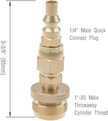 Miniatura 4 de Adaptador regulador de eliminación de propano de 1 libra con enchufe de desconexión de conexión rápida de 14 pulgadas, para parrilla de barbacoa