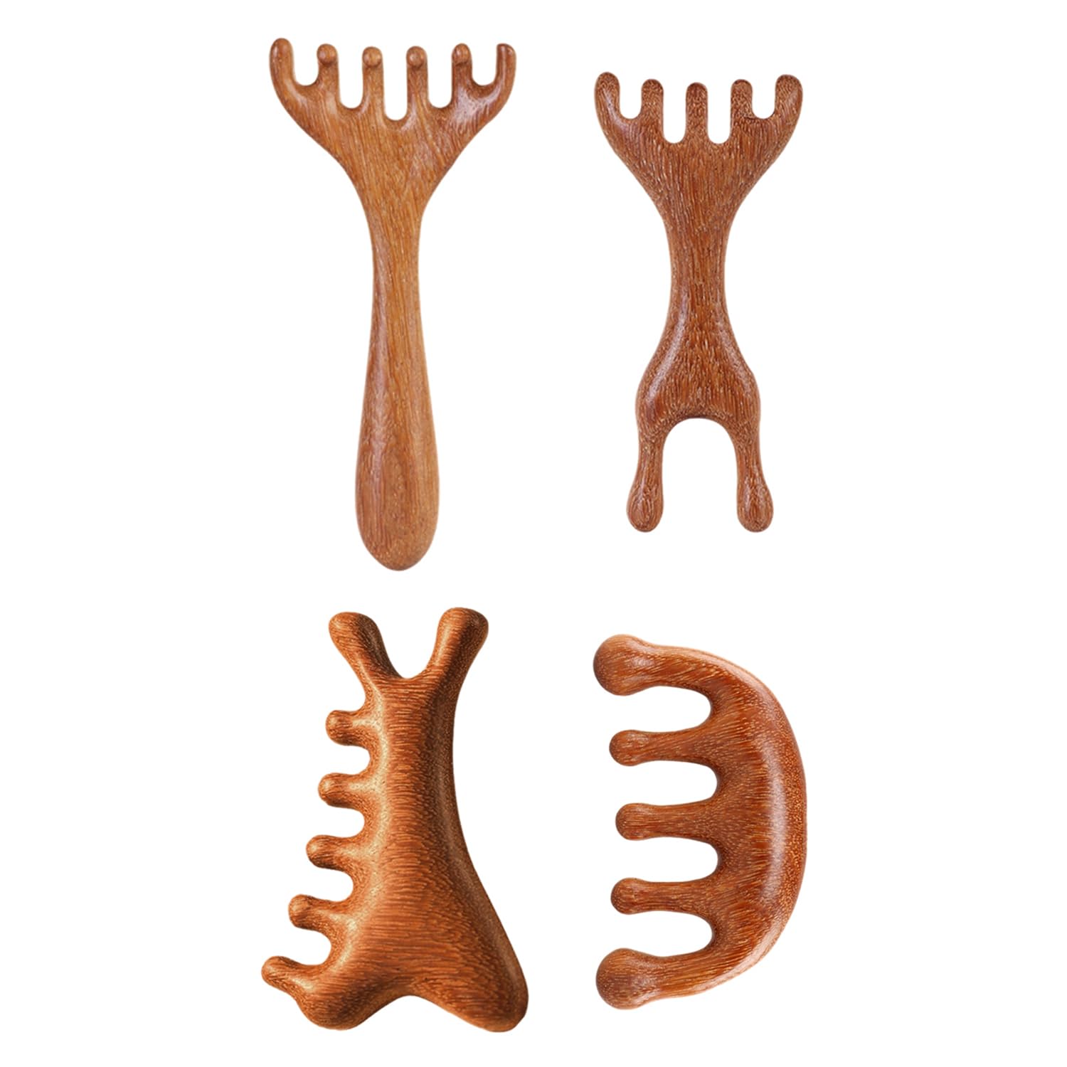 4 Piezas De Peine De Madera, Peine De Masaje del Cuero Cabelludo, Herramientas De Masaje Manual, Suministros De Cuidado del Cuero Cabelludo.