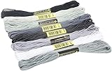 8 Stück 7,5 m mehrfarbiges Baumwoll-Stickgarn, Stickgarn, DIY, Freundschaftsbänder, Handwerk, Nähknäuel, grau, schwarz, weiß, modische Sticktwist für Kunst, Handwerk, Nähen