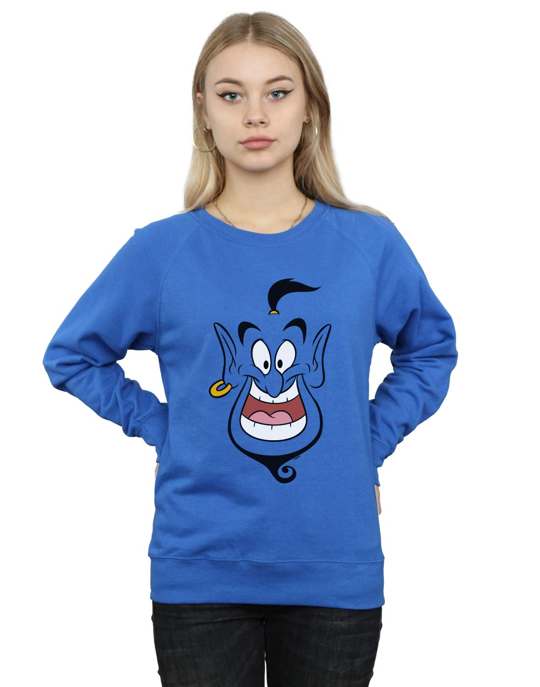 Absolute Cult Women's Royal Blue Disney Aladdin Genie Face Sweatshirt Large