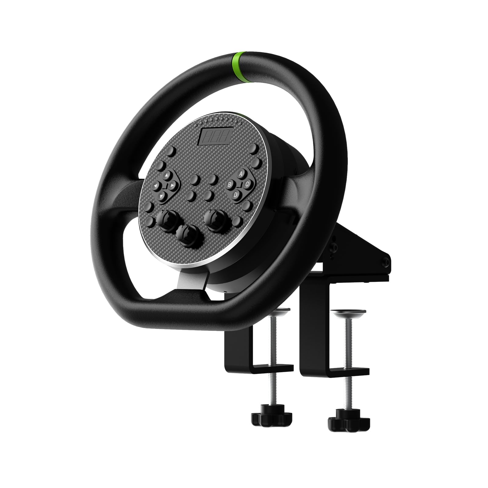 CAMMUS Racing simulator, leather wheel cover + desktop retainer, real feedback force, magnetic paddle shifter, PC High Performance operation - black (Black - 2-piece set)