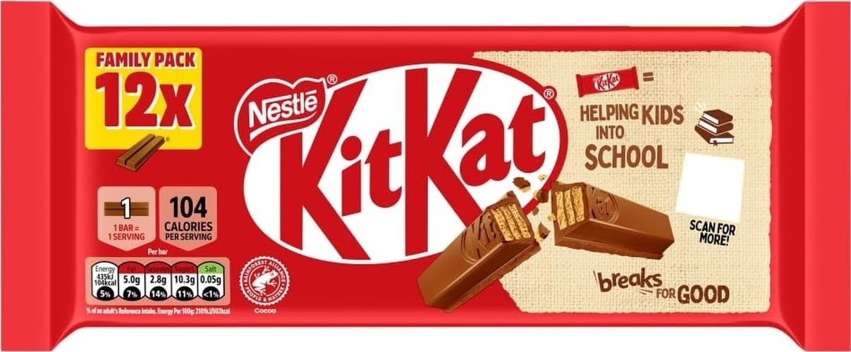 KitKat 2 Finger Milk Chocolate Biscuit Bar Multipack, 12 x 20.7g | Pack of 1