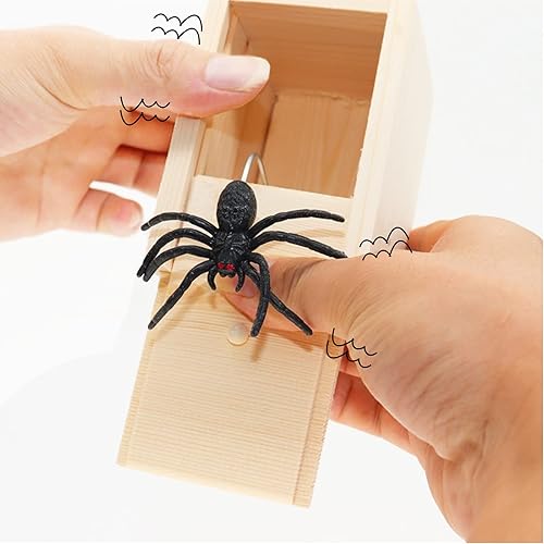 Miniatura 6 de ADBWIQUE - Divertida caja de broma de araña, hilarante caja de madera hecha a mano