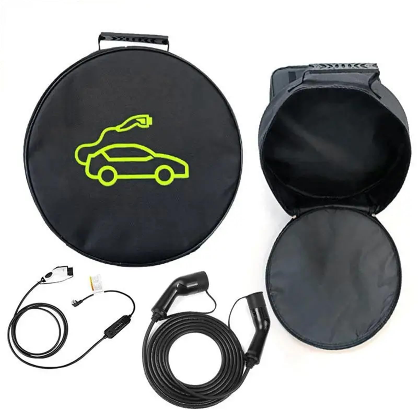 Borsa for Il Trasporto del Cavo di Ricarica for Auto, Borsa for l'organizzazione del Cavo di avviamento della Presa di Ricarica for Auto elettrica per Cavo di Ricarica(Black-Round)