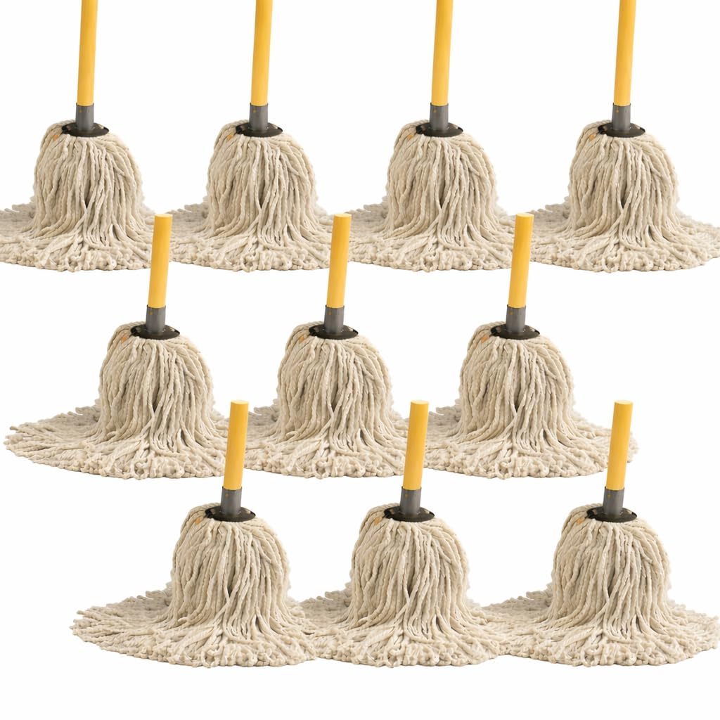 Pack Of 10 Socket Cotton Mop Heads Replacement, Super Absorbent, No.14, for Wet and Dry Floor Cleaning