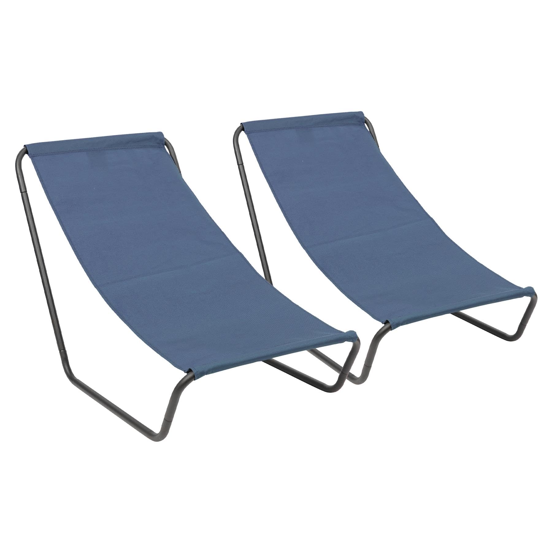 Harbour Housewares Sun Loungers - Navy - Pack of 2 - Canvas Outdoor Lawn Sunlounger Chair Lightweight Portable Chair for Garden, Beach, Picnic, Fishing