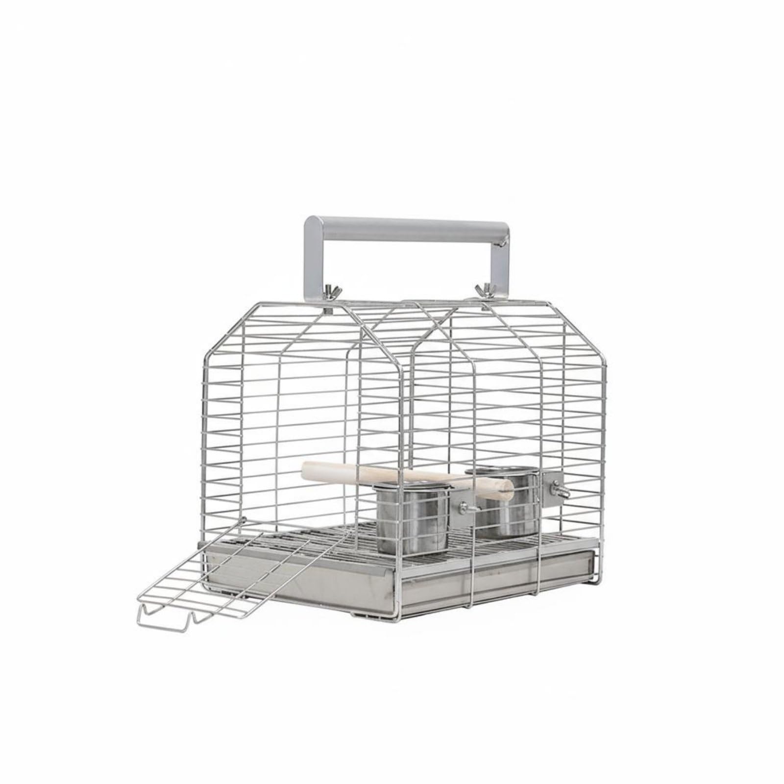 Jaula Portátil de Acero Inoxidable Ligero Transportín para Loros Diseño 3D No Deformable Jaula de Viaje para Pájaros para Transporte, 28 22 32cm, Estándar