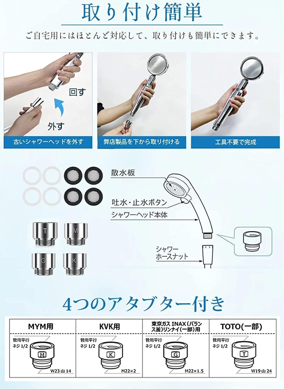 BUSAX シャワーヘッド 3段階モード 水量水圧調節 塩素除去 BSI11J4 Amazon.co.jp: BUSAX シャワーヘッド 3段階モード 水量水圧調節