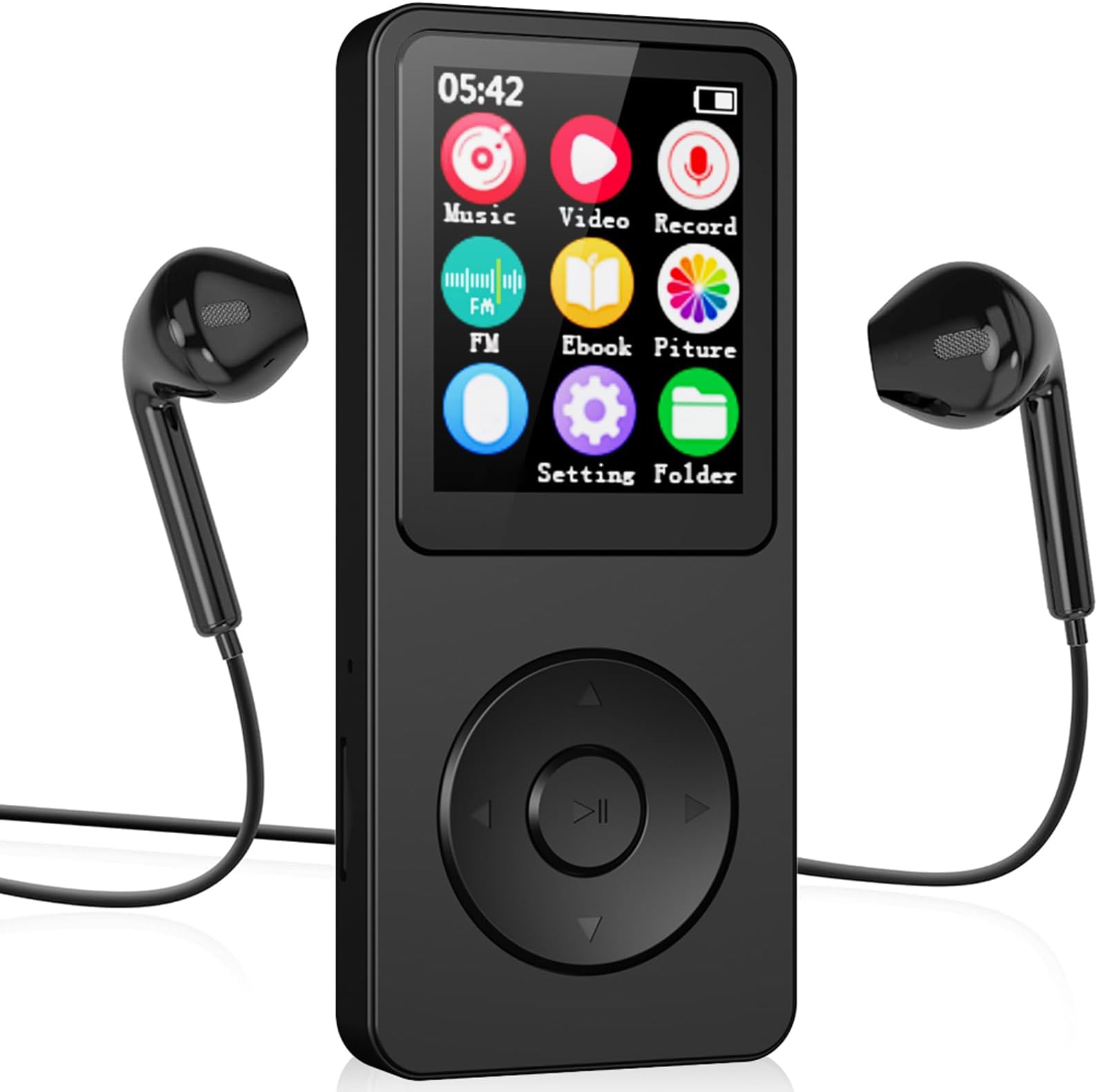 MP3 Player with Bluetooth 5.4 HiFi Sound, 2.4 Inch Screen Portable Music Player with FM, Voice Recorder, E Book Reader Built in Speaker for Outdoor Sports Travel Gift (with 128G Memory