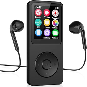 MP3 Player Bluetooth 5.4 HiFi Sound, 2.4 Inch Screen Portable Music Player with FM, Voice Recorder, E-Book Reader Speaker for Outdoor Sports Travel Gift 32G Memory Card