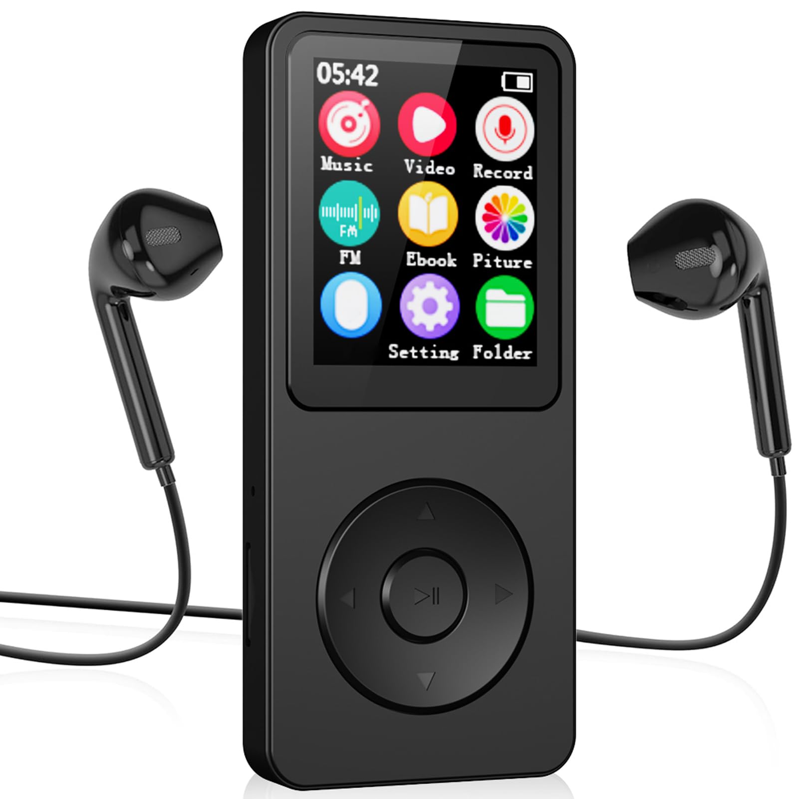 MP3 Player with Bluetooth 5.4 HiFi Sound, 2.4 Inch Screen Portable Music Player with FM, Voice Recorder, E Book Reader Built in Speaker for Outdoor Sports Travel Gift (with 128G Memory