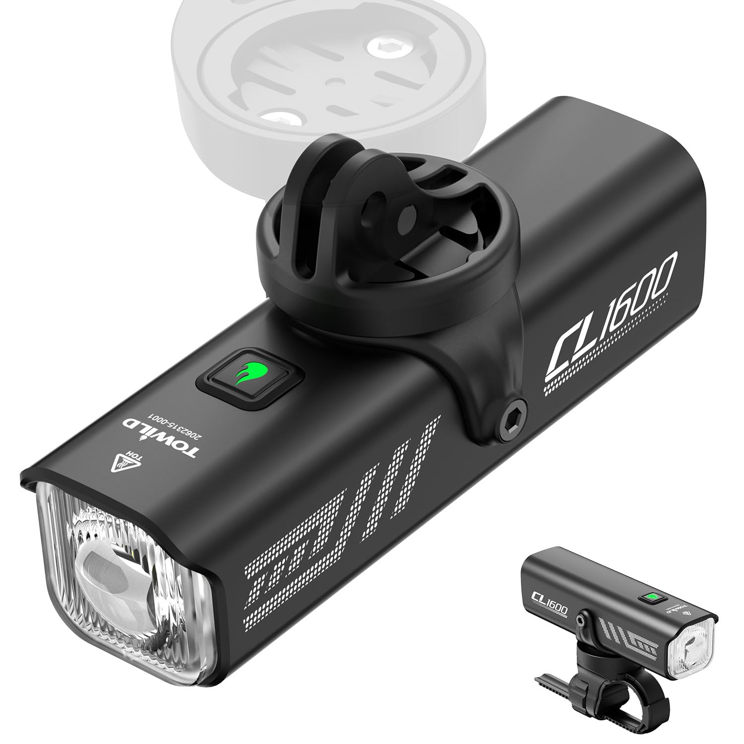 TOWILD Bike Lights for Night Riding,Compatible with Garmin/GoPro Mount,600 Lumen Bike Headlight,2000mAh Rechargeable Battery,Waterproof Bike Front