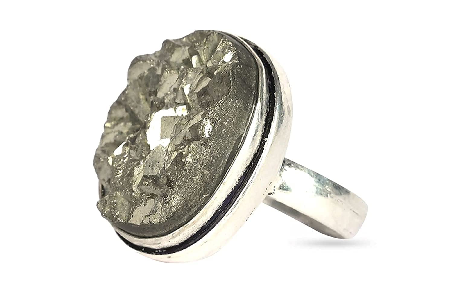 PANAKUMUS Pack Of 1 Adjustable Pyrite Ring Natural Pyrite Druzy Ring Harness The Benefits Of Pyrite Protective Energy In Style Also Attract Wealth And Prosperity (1) For Unisex-Adult (B0C1C8ZJ7T) Amazon Price History, Amazon Price Tracker