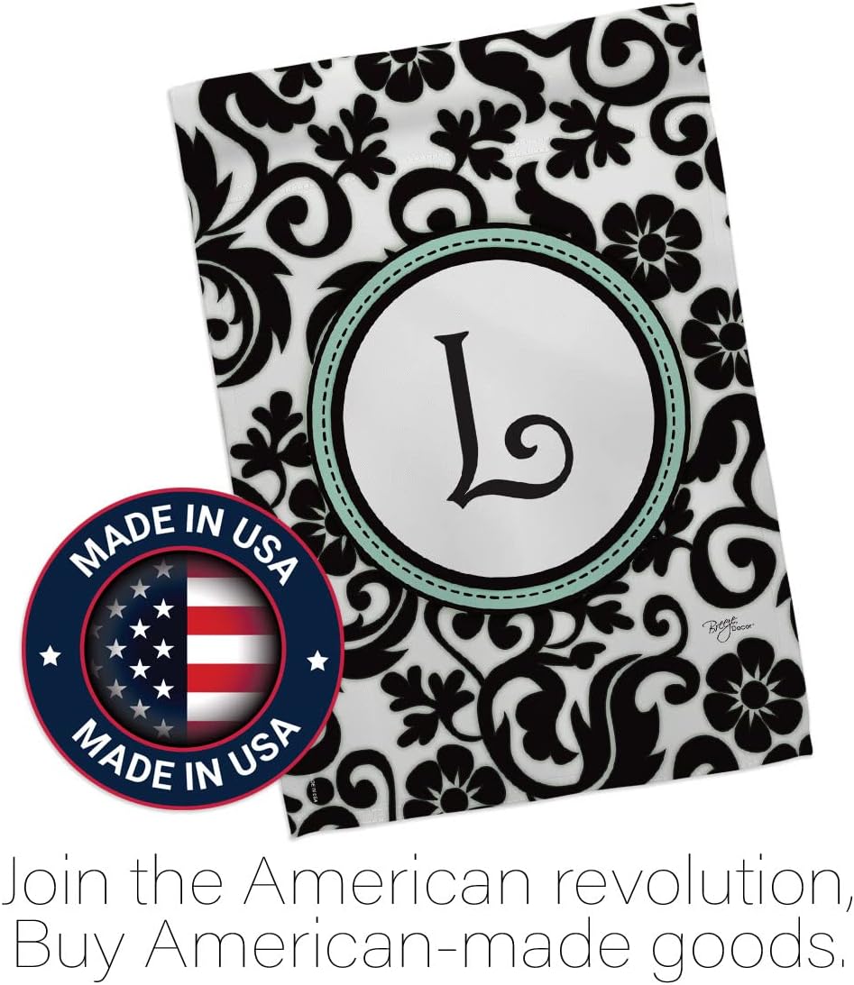 Breeze Decor H130064 Damask L Initial Interests Simply Beauty Decorative Vertical House Flag, Multicolor, 28" x 40"