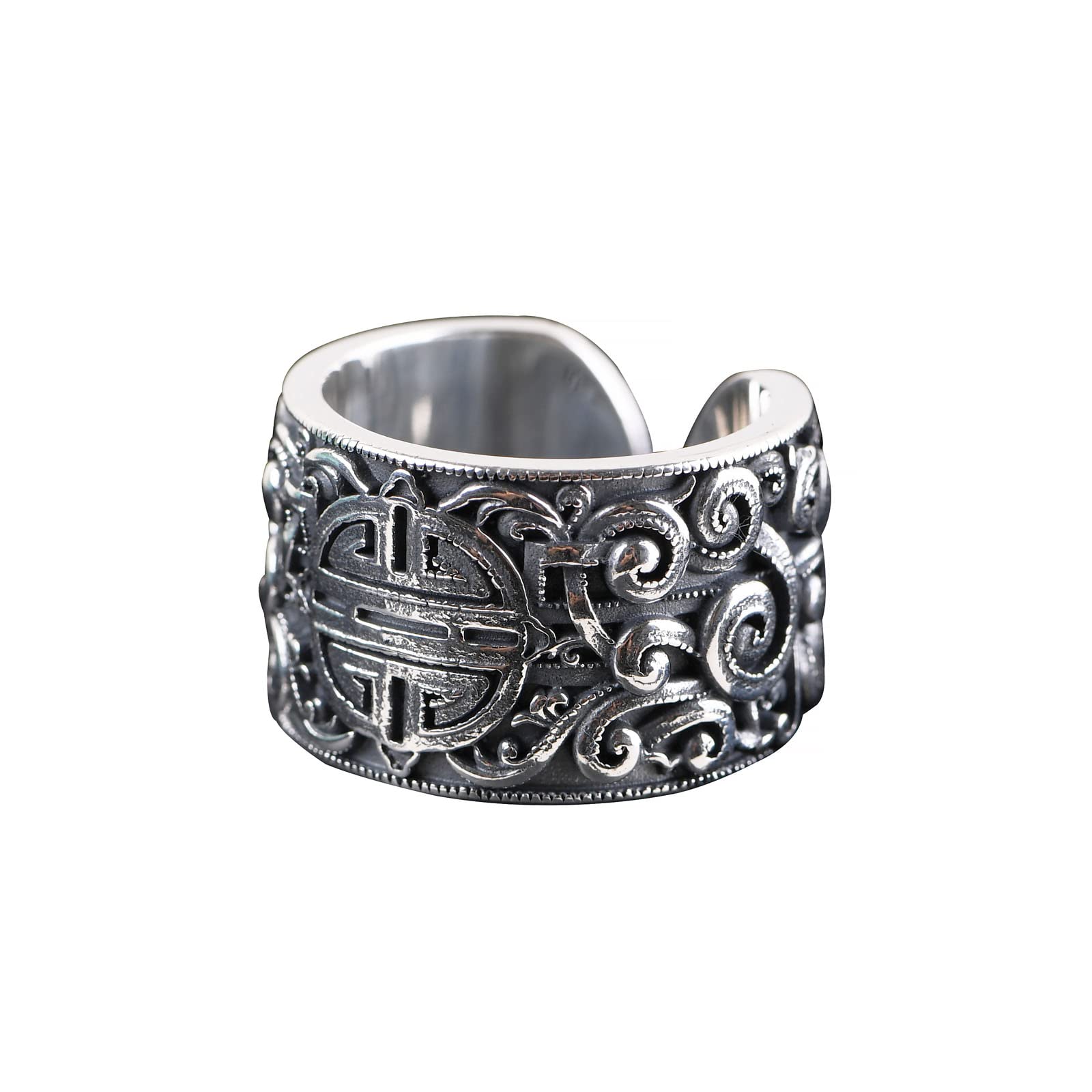Bague en argent rétro S925 style ethnique masculin anti-ternissement
