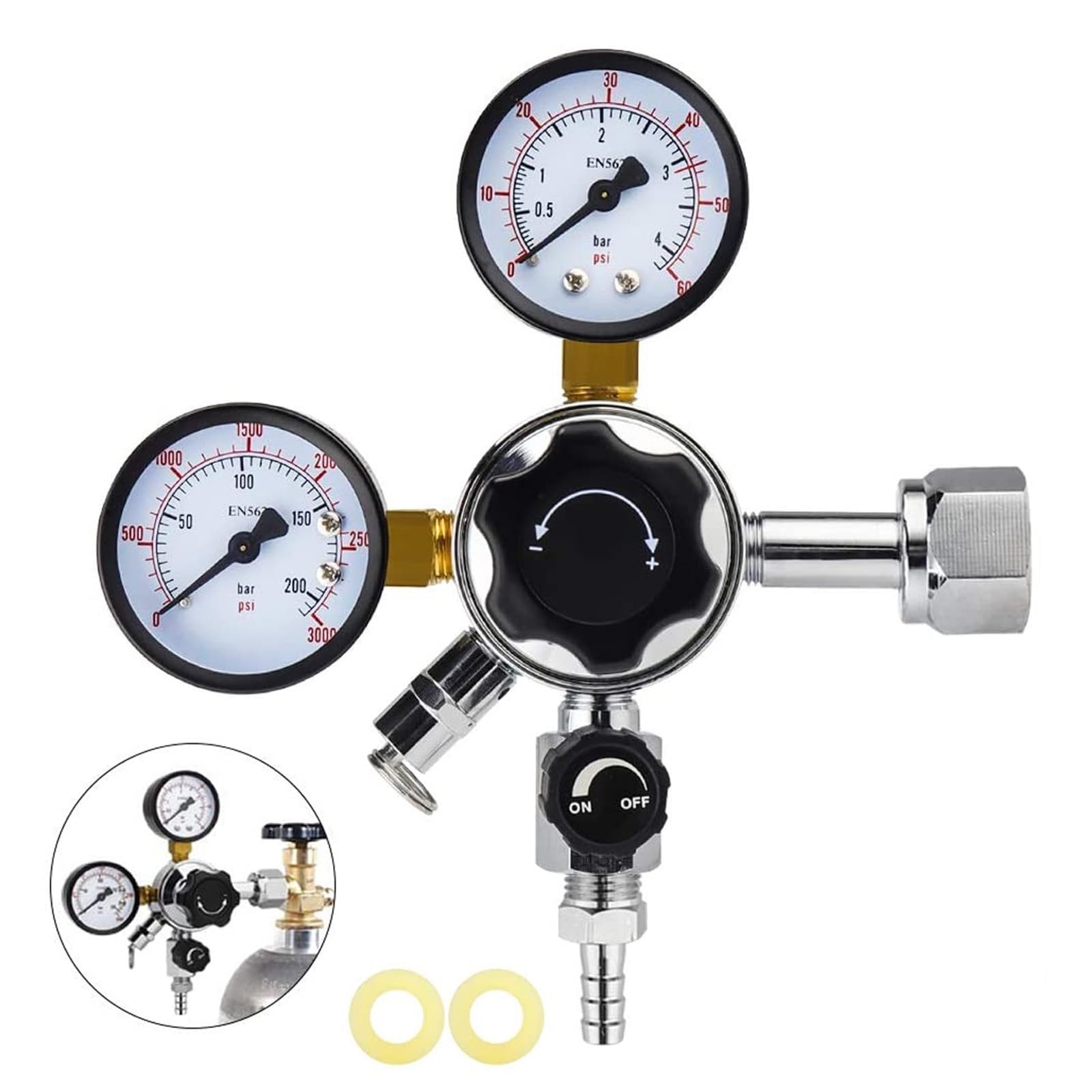 HAMON Regolatore di Pressione Principale CO2 Doppio manometro W21.8 Regolatore di Pressione Regolatore di CO2, regolatore di Birra alla Spina per distributore di Birra