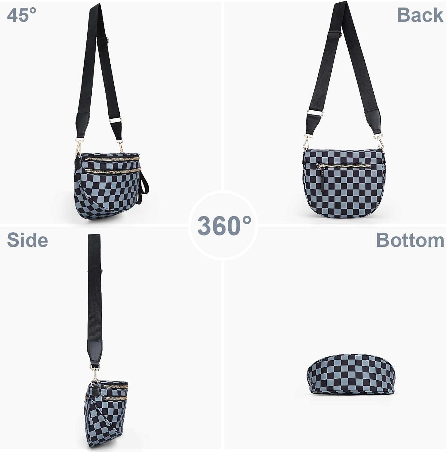Lushandy Bum Bag Women's Checkered Crossbody Bag Nylon Cross Body Bags Plaid Mom Everyday Purse for Travel - Image 6