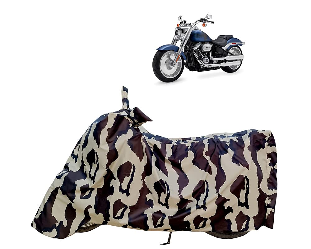 Horseyaart - Harley Davidson Fat Boy Bike Cover Waterproof - Two Wheeler Bike/Scooter/Scooty Body Cover - Dustproof - UV Protection (Lion Military Multicolor)