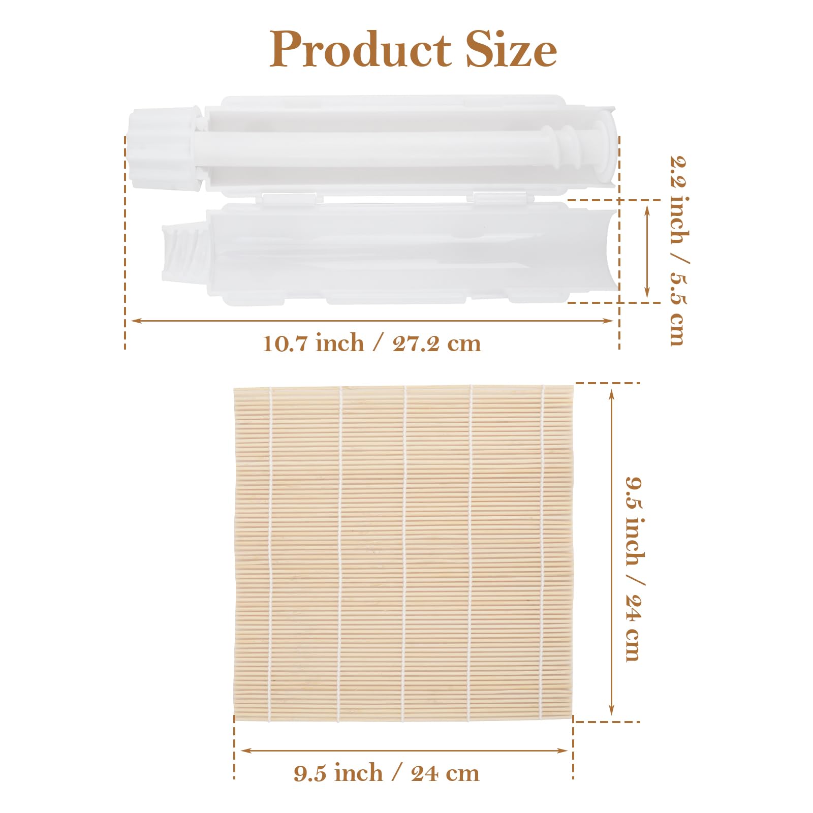 CEYAZYE Sushi Roller, Sushi Making Kit For Beginners, Sushi Bazooka Onigiri Mold & Bamboo Rolling Mat, Rice Ball Maker and Musubi Molds, Sushi Tools for Home Kitchen