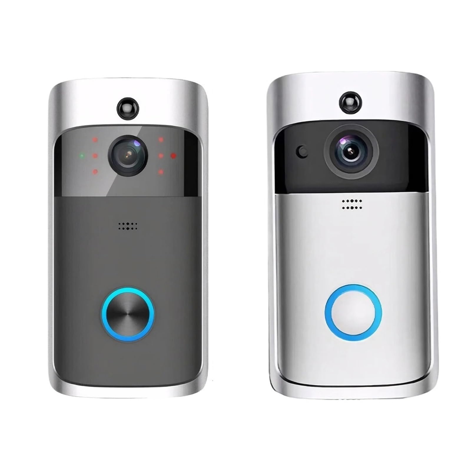 Videocitofono Wi-Fi HD Smart Home Wireless APP Campanello Telecamera di sicurezza Visione notturna IR Grandangolo(Sliver)