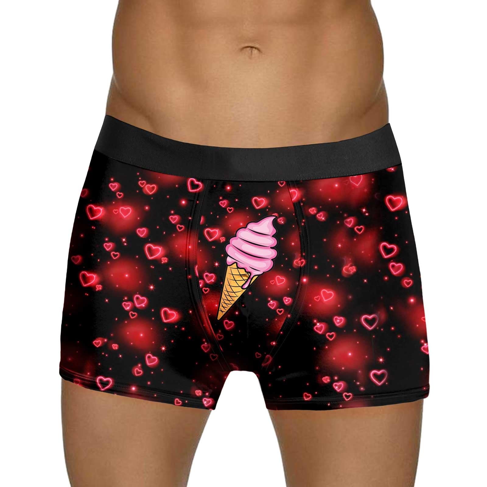 SUWBMHWE Valentines Day Novelty Boxers Mens Funny Boxer Briefs Breathable Underwear for Men Boyfriend Husband Gag Gifts