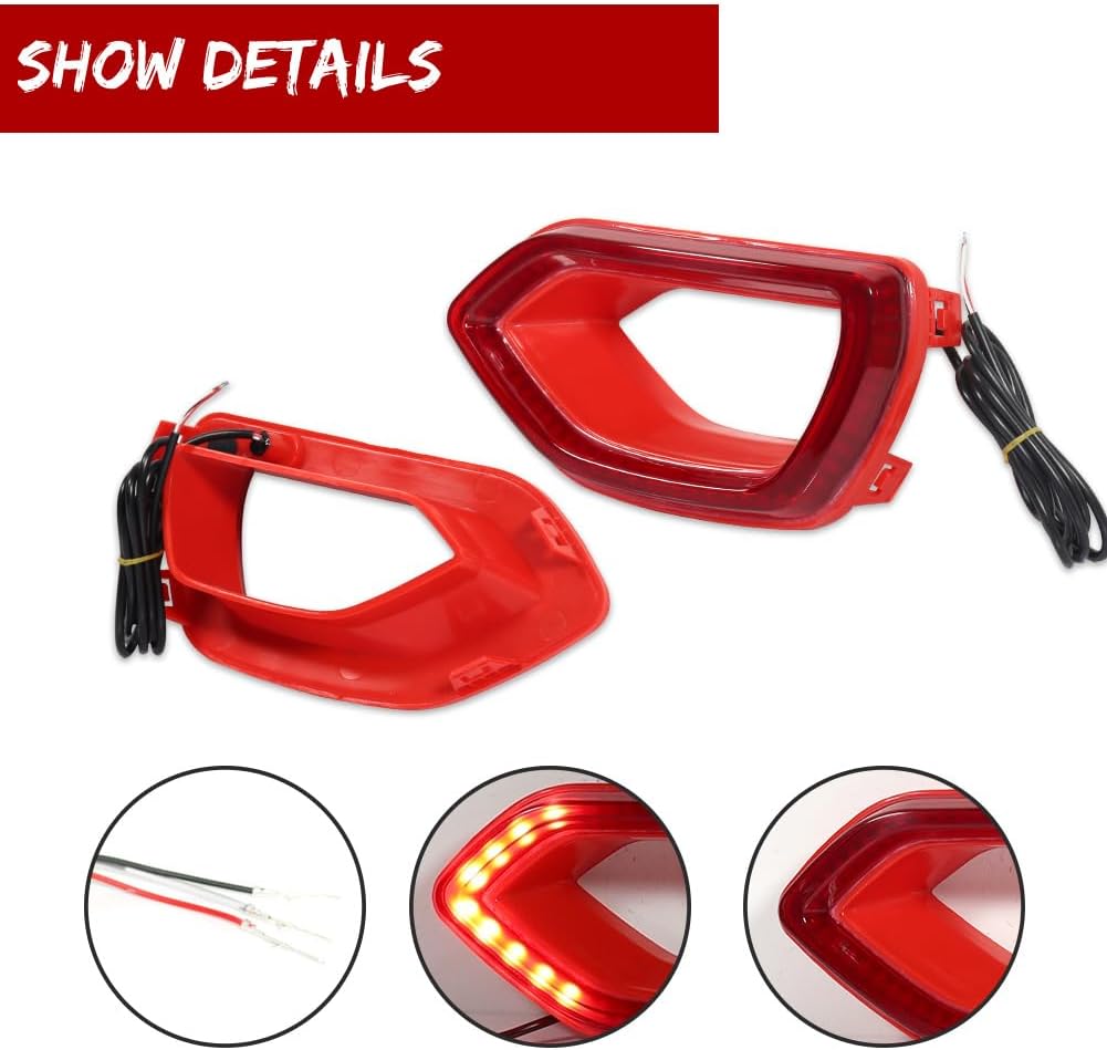 LED Grille Lights for Dodge Charger 2015-2022 SRT Scat Pack | White LED DRL ,Sequential Turn Signal Lamp, Red Lens Lights 2 Pcs