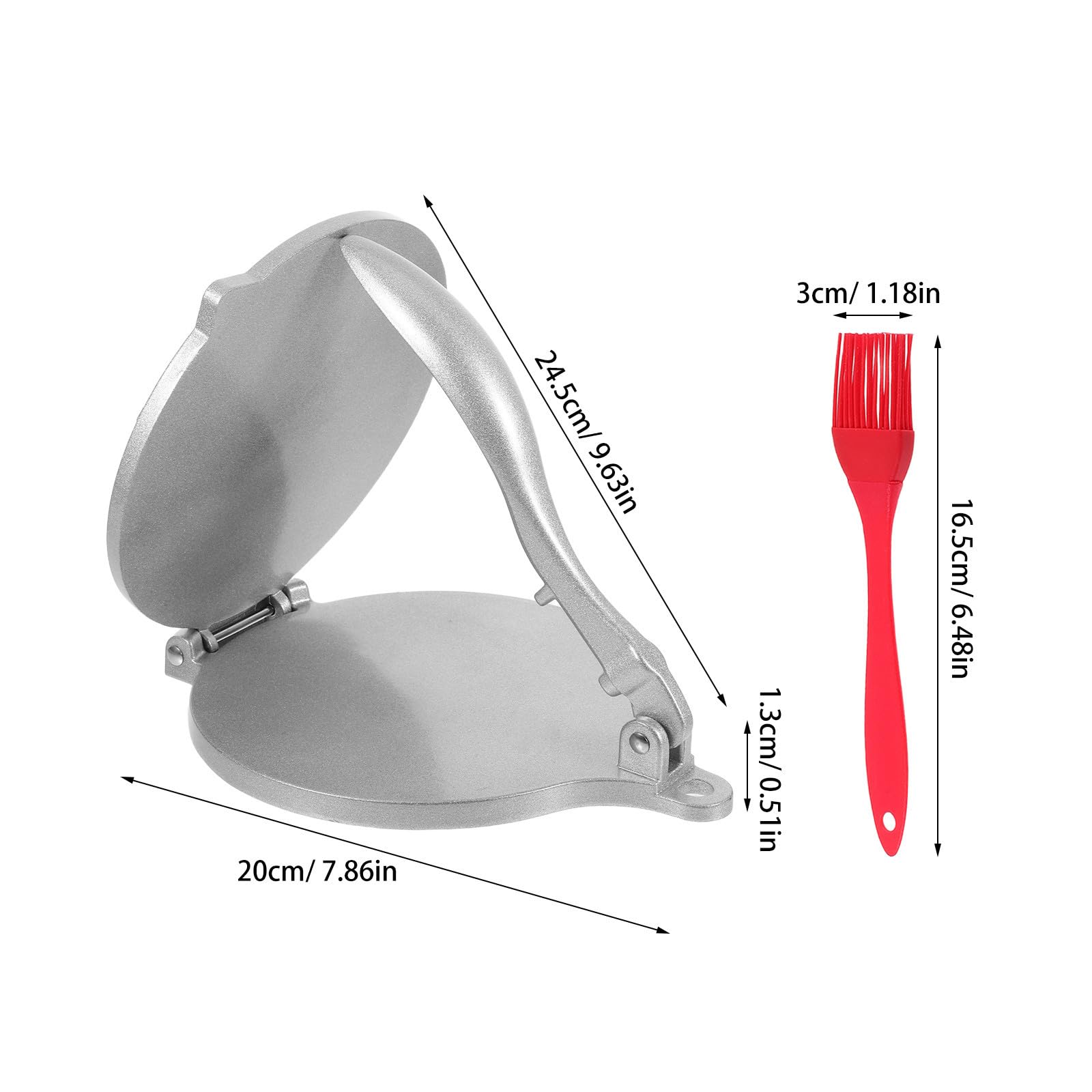 SHERCHPRY Molde Preciso con de de Silicona de Aluminio Cepillo Versátil Prensa Manual para y Aleación Empanadas Tortillas para Reuniones Familiares y Exteriores