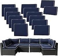 Vista 10 de 14 Piezas Fundas de Cojines para Patio Fundas de Repuesto para Cojines de Sofá al Aire Libre Resistentes a Salpicaduras Juego de Fundas para Sofá