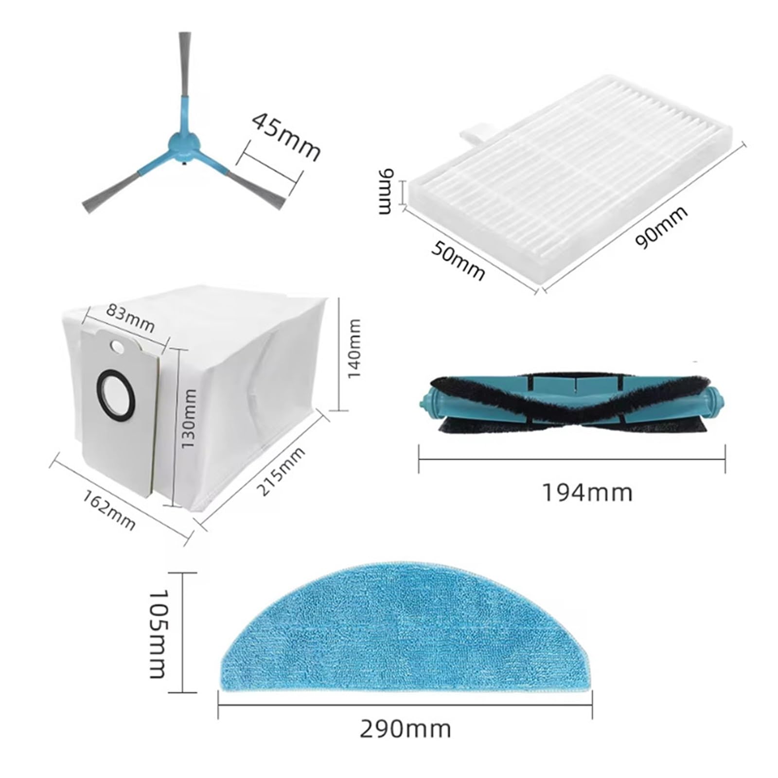 Compatibile Con Cecotec, Conga 7490 Immortal/8290 Immortal, Compatibile Con Kabum, Smart 900 Aspirapolvere Pezzi Di Ricambio Spazzola Mop Accessori For Parti Di Filtro(Set 3)