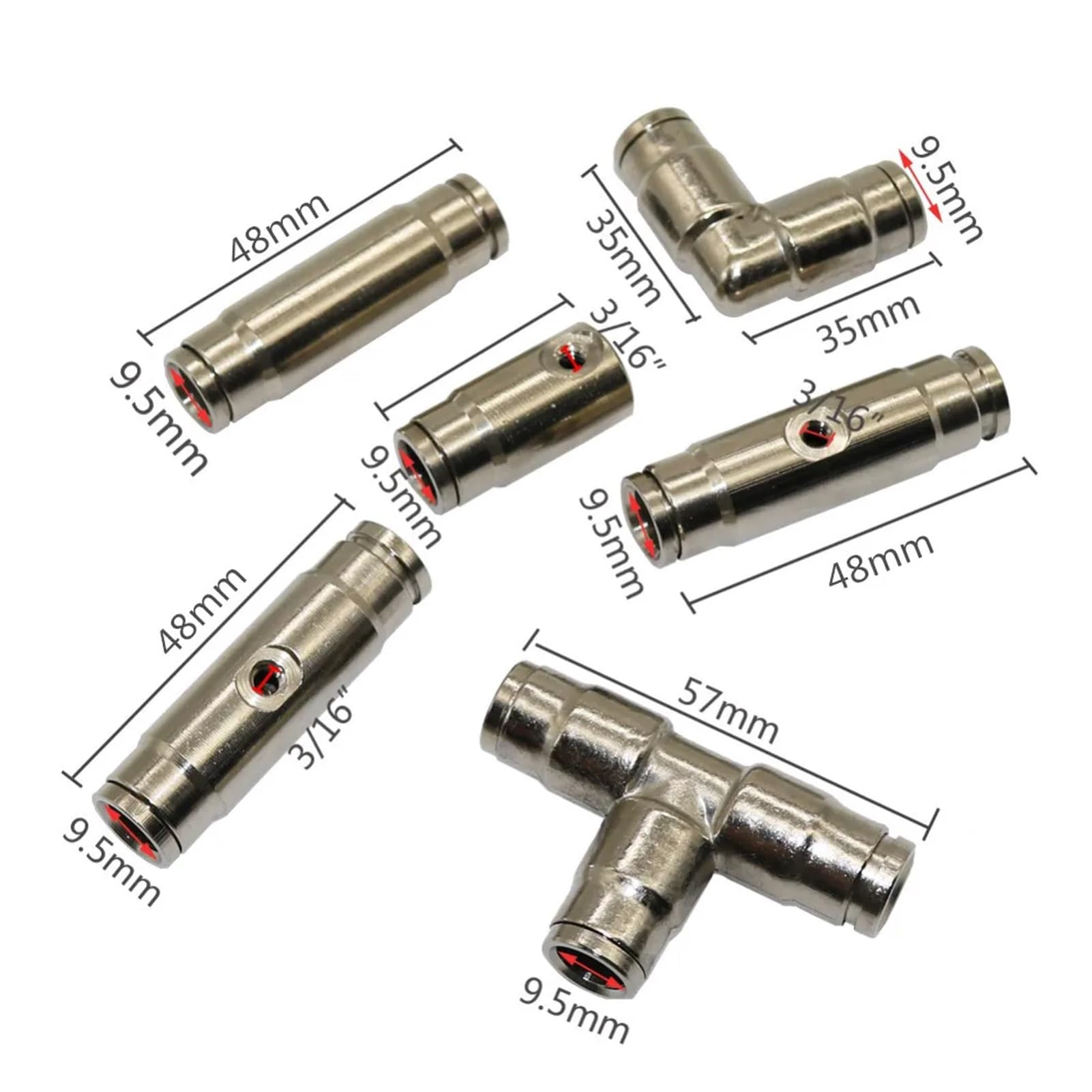 20 pezzi 3/8" Connettore rapido a innesto OD 9,52 mm Raccordo for tubi Raccordi for sistemi di irrigazione a nebulizzazione a pressione for giardinaggio e raffreddamento(4-way)