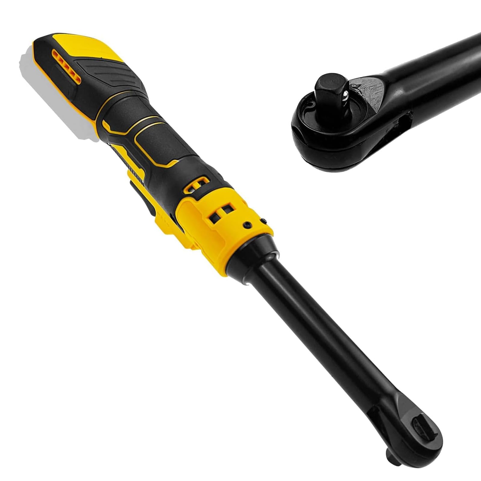 Llave de carraca eléctrica de 3/8" con batería para Dewalt 20 V, accionamiento de barra extendido de 16 cm, con luz LED, 320 rpm, 80 Nm (sin batería)