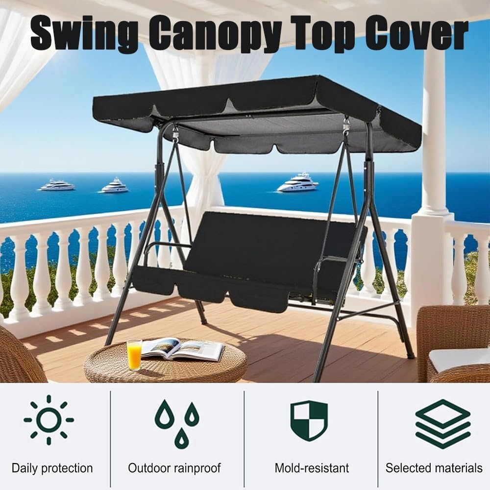 Set Di Coperture Per Dondolo Da Giardino A 3 Posti, Impermeabile, Tettuccio Di Ricambio Per Altalene Da Patio, Copertura Superiore Per Amaca Da Giardino(Beige,98x72.8in/249x185cm)
